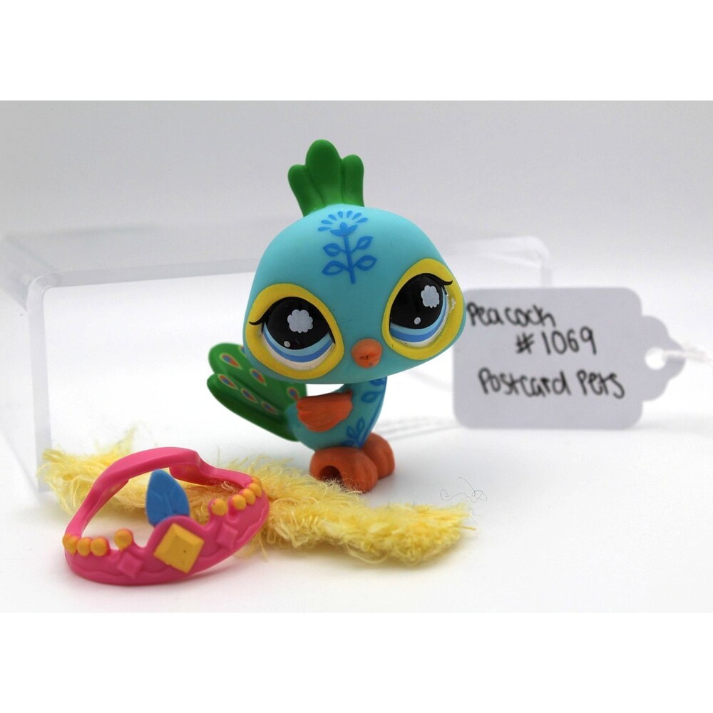 Littlest Pet Shop LPS #1069 Peacock Postcard Pets Accessories Authentic Hasbro